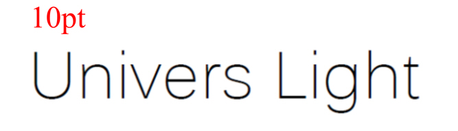 10pt Univers Light Font Set